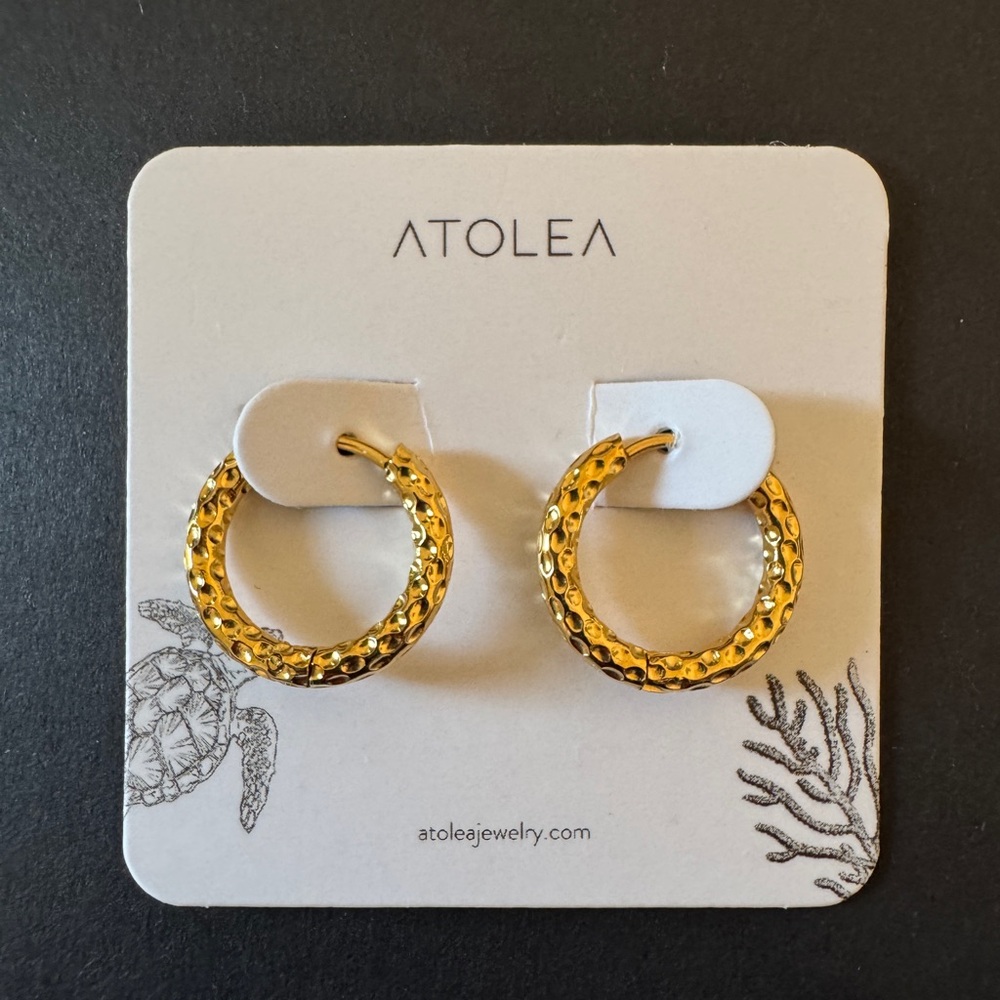 Atolea Hammered Hoop Earrings - Picture 5 of 5